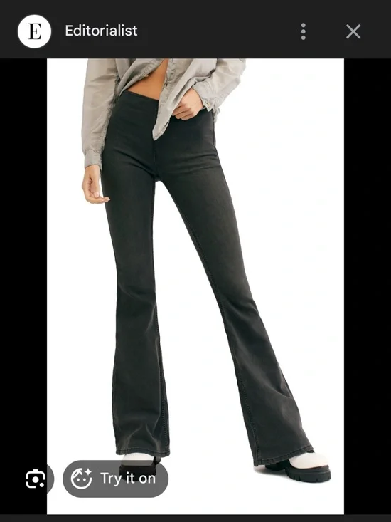 Free People Black Flare Leg Pull-On Jeans size 27 - Picture 1 of 5